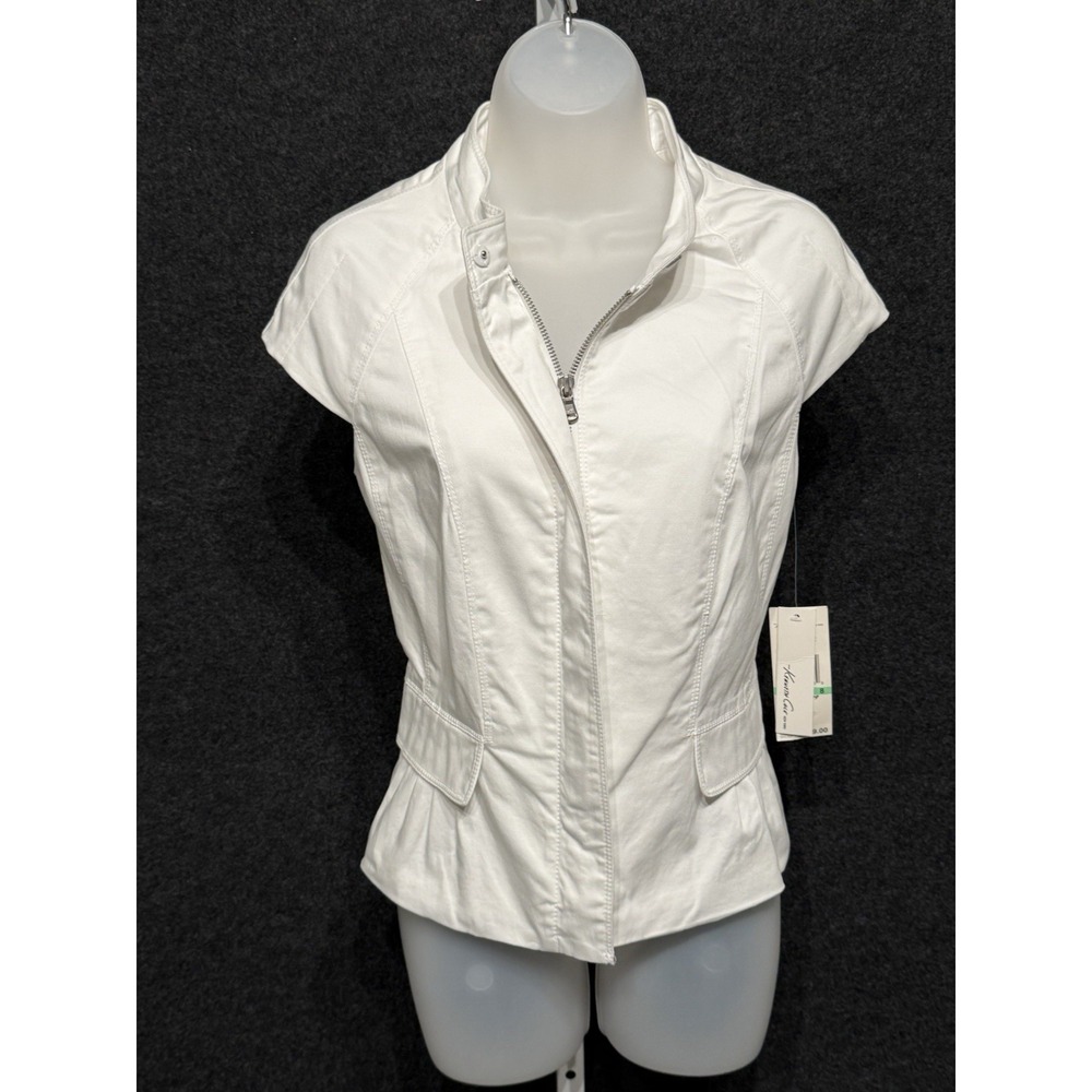 Rare! Kenneth Cole Women's Sleeveless Full Zip White Lined Top  NWT Size 8 - Picture 3 of 13